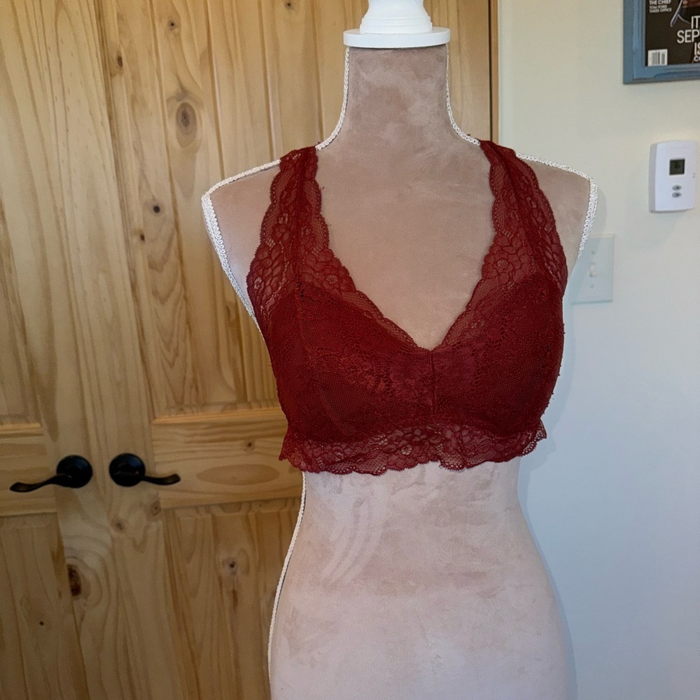 Maroon Lace Razorback Bralette